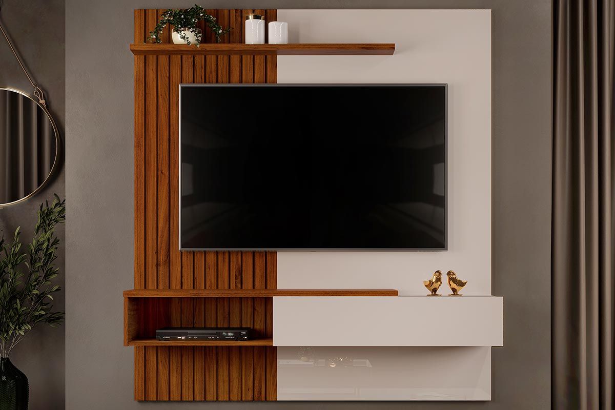 Painel Home p/ TV até 65 Pol Tito Ripado c/1 Porta 150x164cm DJ Móveis