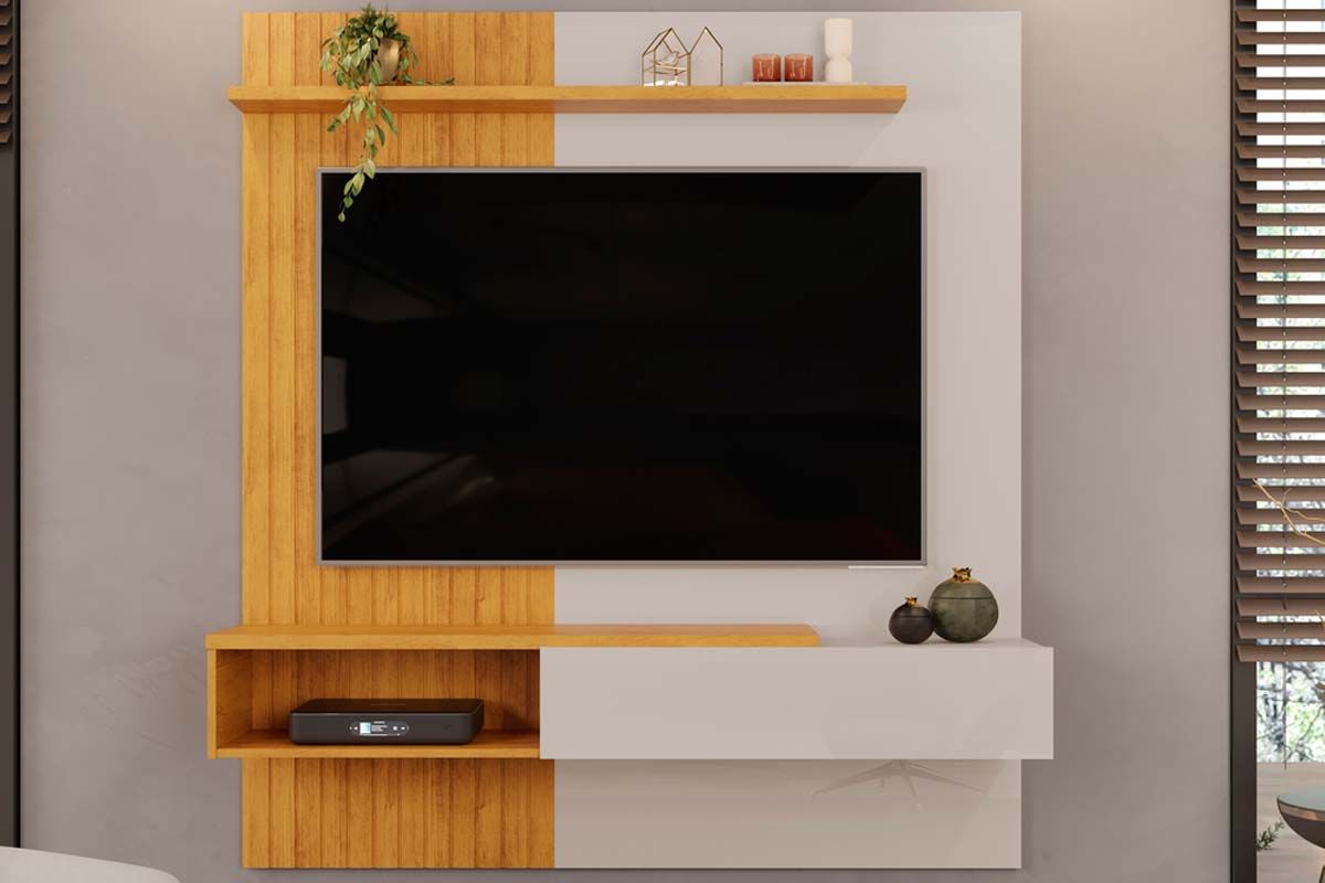 Painel Home p/ TV até 65 Pol Tito Ripado c/1 Porta 150x164cm DJ Móveis