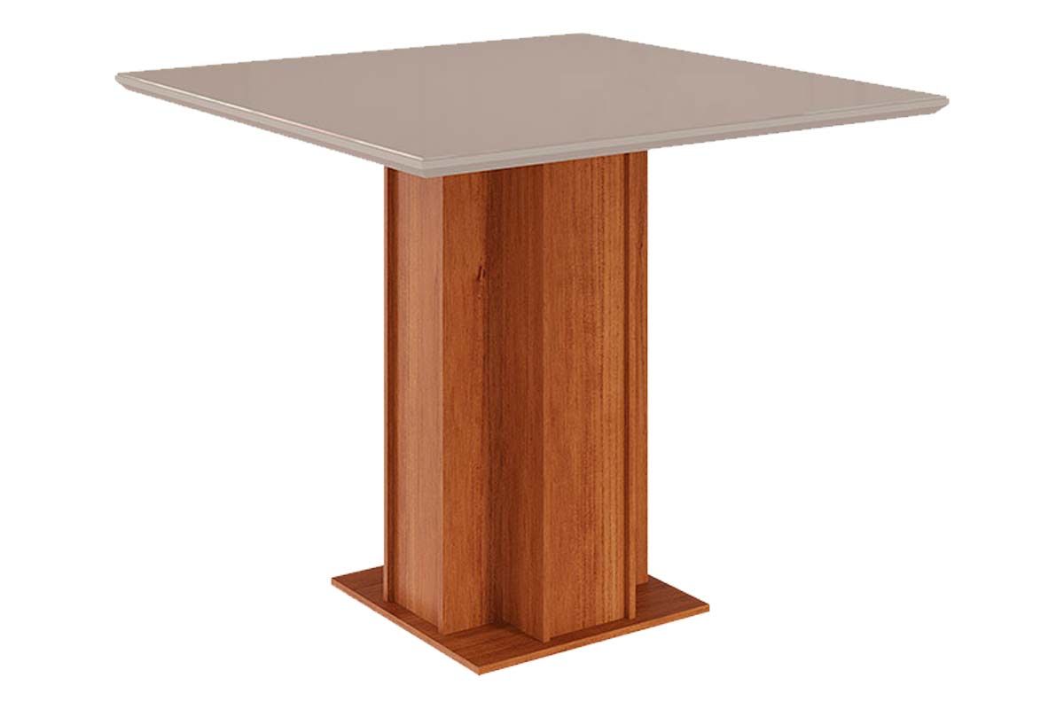 Mesa Jantar Sophia c/Tampo Madeirado c/Vidro 95X95cm Cimol