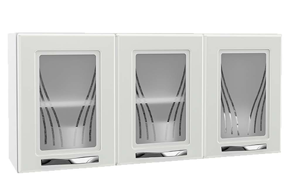 Armário Aéreo Cozinha Telasul Star New Aço c/3 Portas c/Vidro 120cmBranco Armário Aéreo Cozinha Telasul Star New Aço c/3 Portas c/Vidro 120cmBranco