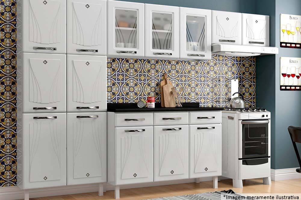 Armário Aéreo Cozinha Telasul Star New Aço c/3 Portas c/Vidro 120cm Armário Aéreo Cozinha Telasul Star New Aço c/3 Portas c/Vidro 120cm