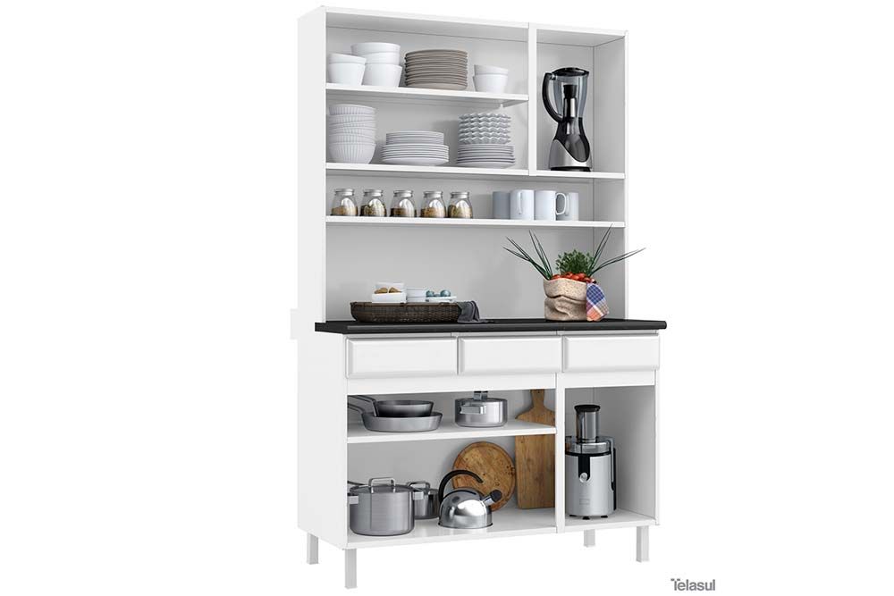 Cozinha Compacta Telasul Kit Star New Aço c/6 Portas e 3 Gavetas 120cm