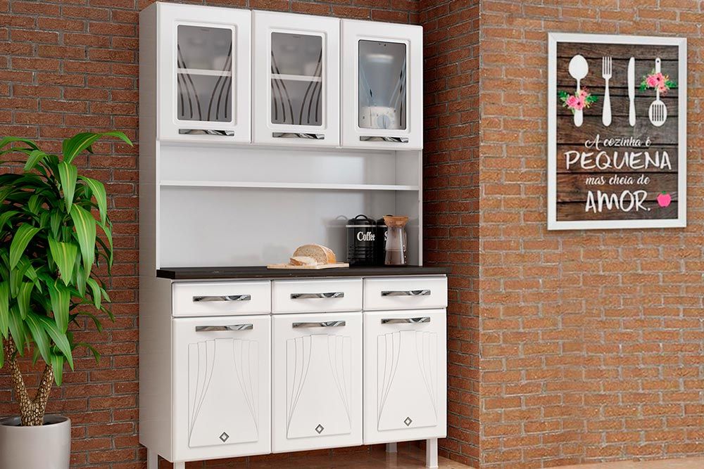 Cozinha Compacta Telasul Kit Star New Aço c/6 Portas e 3 Gavetas 120cm
