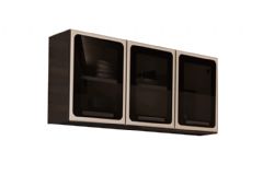 Armário Aéreo Cozinha Bertolini Estilo 7009 c/3 Portas c/Vidro 120cm - Cinza/Areia