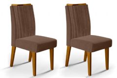 Cadeira Jantar Isis Kit 2 Un DJ Móveis - Ipê/Suede Moca Marrom