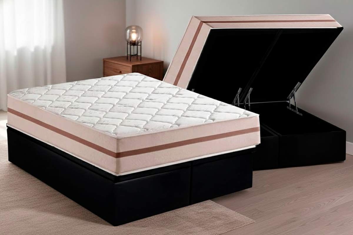 Cama Box Baú CRC +Colchão Molas Classic Anjos