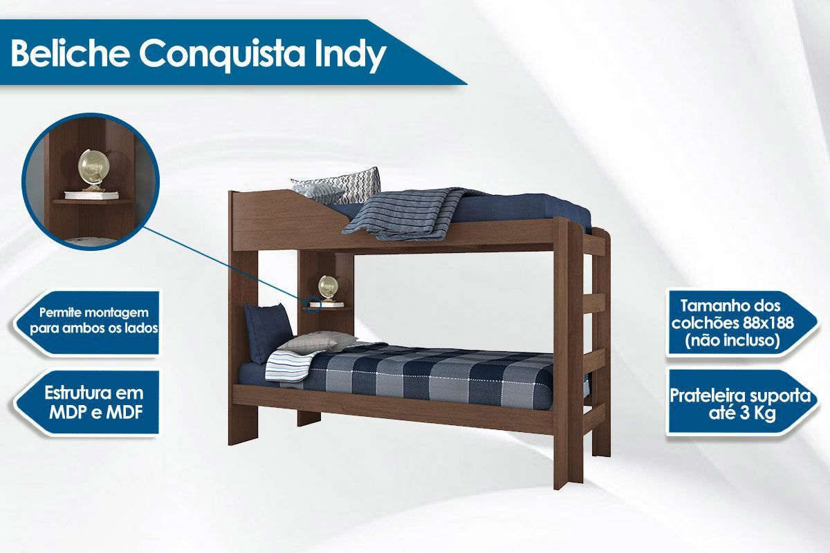 Colchão Physical Ortobom (3un) + Beliche Indy c/ Auxiliar