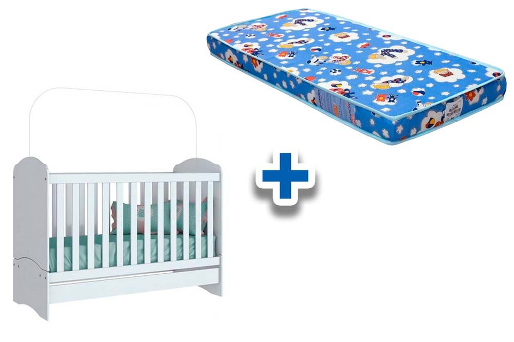 Berço Infantil Bala de Menta 3 em 1 + Colchão Ortobom - Henn