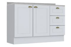 Balcão Cozinha Henn p/ Pia c/Tampo Americana c/2 Portas e 3 Gavetas 120cm