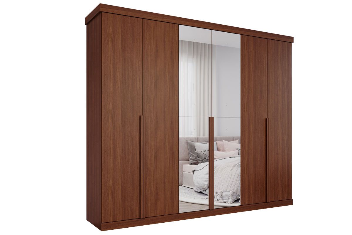 Guarda Roupa Casal 6 Portas (2 c/Espelho) e 6 Gavetas Guarapari PananJequitiba
