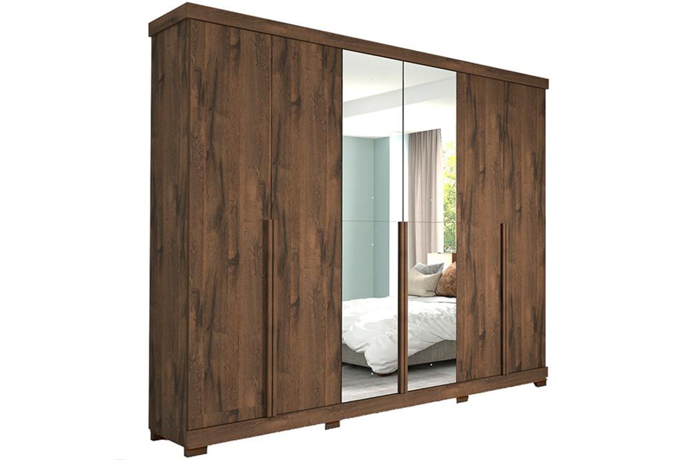 Guarda Roupa Casal 6 Portas (2 c/Espelho) e 6 Gavetas c/Pés Guarapari Panan Guarda Roupa Casal 6 Portas (2 c/Espelho) e 6 Gavetas c/Pés Guarapari Panan