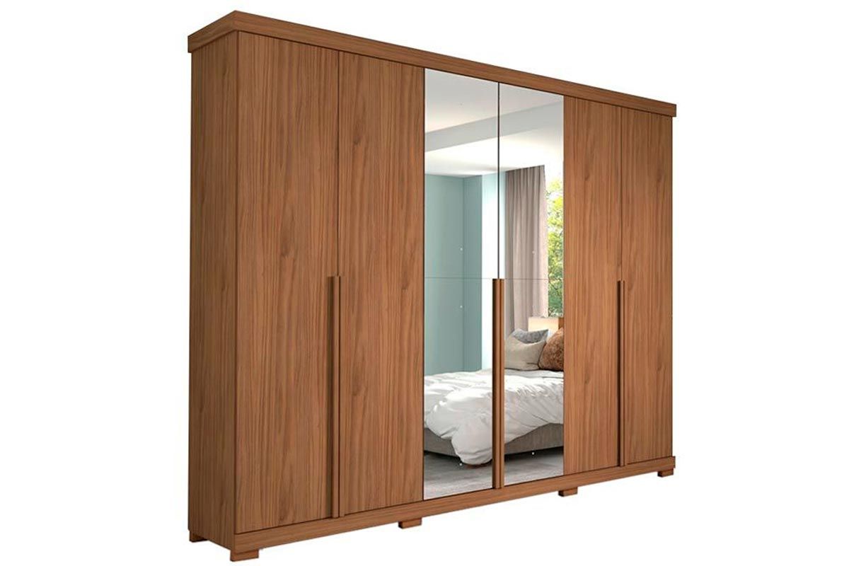 Guarda Roupa Casal 6 Portas (2 c/Espelho) e 6 Gavetas c/Pés Guarapari Panan Guarda Roupa Casal 6 Portas (2 c/Espelho) e 6 Gavetas c/Pés Guarapari Panan