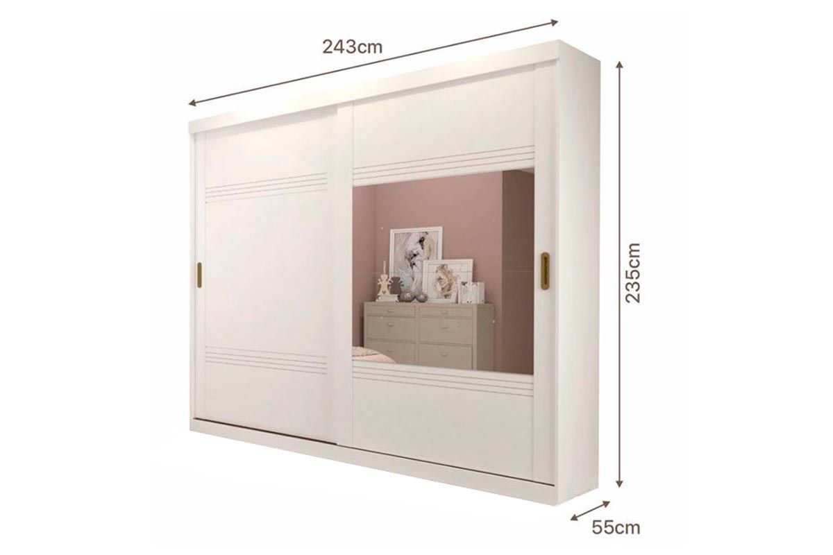 Guarda Roupa Casal 2 Portas de Correr c/Espelho e 4 Gavetas Blumenau Panan Guarda Roupa Casal 2 Portas de Correr c/Espelho e 4 Gavetas Blumenau Panan