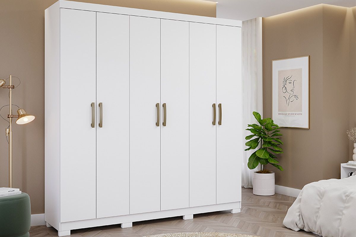 Guarda Roupa Casal 6 Portas e 3 Gavetas Clara Panan