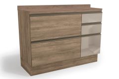 Balcão Cozinha Kappesberg Maxxi c/Tampo G747 c/1 Porta e 4 Gavetas c/Vidro 120cm