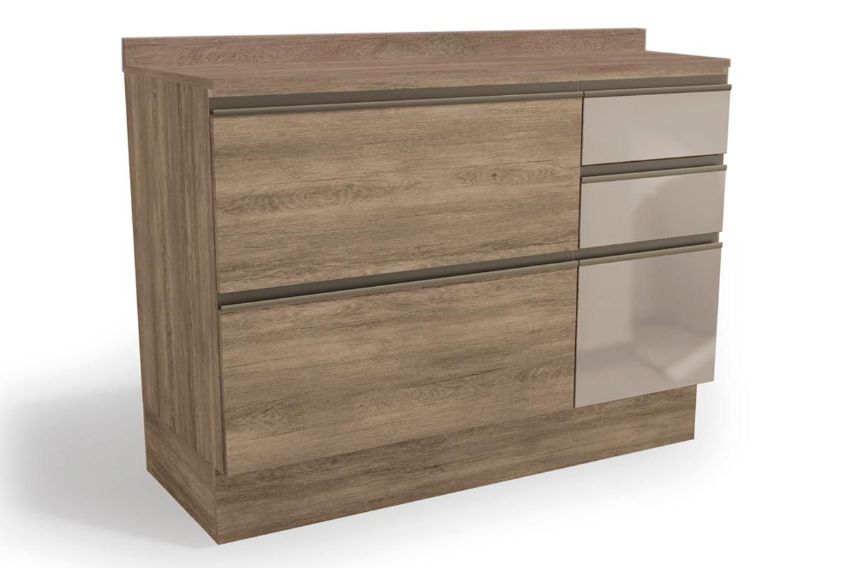 Balcão Cozinha Kappesberg Maxxi c/Tampo G747 c/1 Porta e 4 Gavetas c/Vidro 120cm
