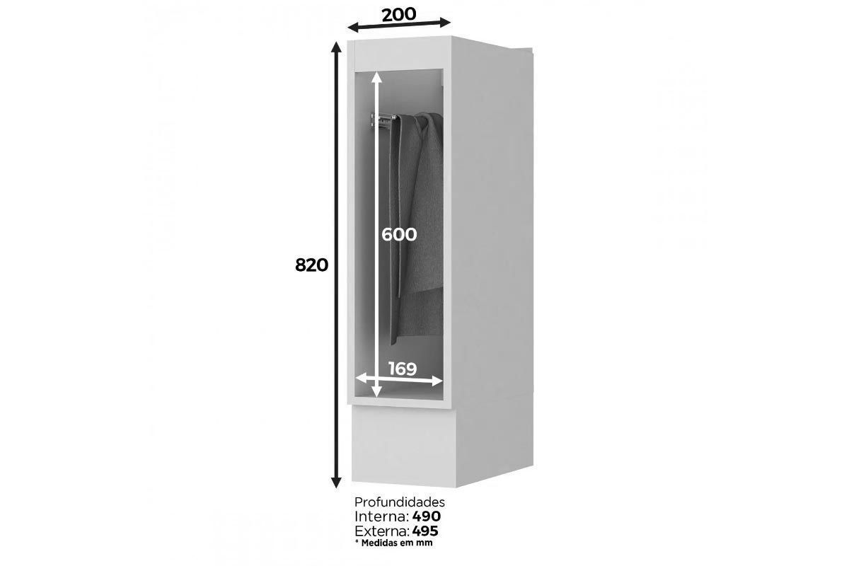 Balcão Cozinha Henn Americana Porta Toalha s/Tampo 20cm