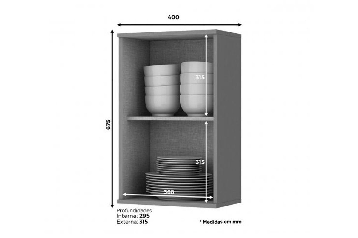 Armário Aéreo Cozinha Henn Connect c/1 Porta 40cm Armário Aéreo Cozinha Henn Connect c/1 Porta 40cm