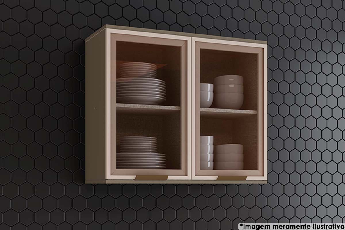 Armário Aéreo Cozinha Henn Connect c/2 Portas c/Vidro 80cmDuna