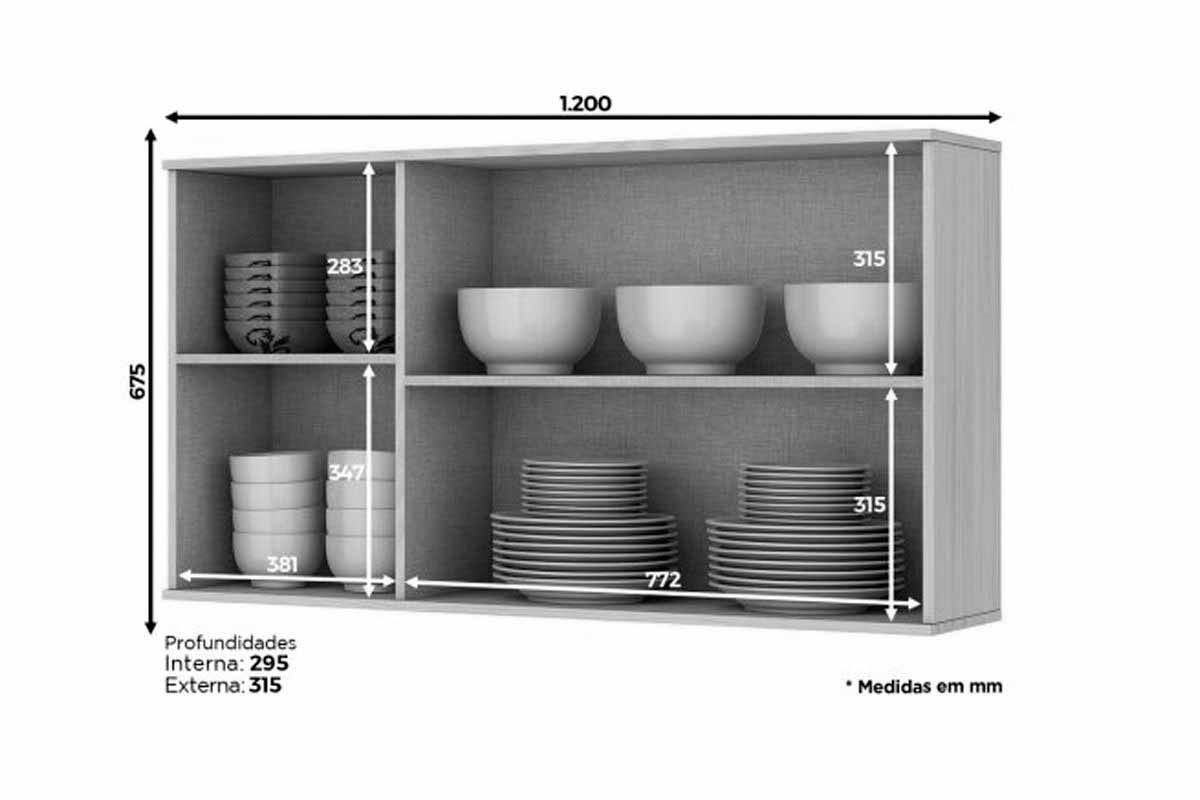 Armário Aéreo Cozinha Henn Connect c/3 Portas 120cm Armário Aéreo Cozinha Henn Connect c/3 Portas 120cm