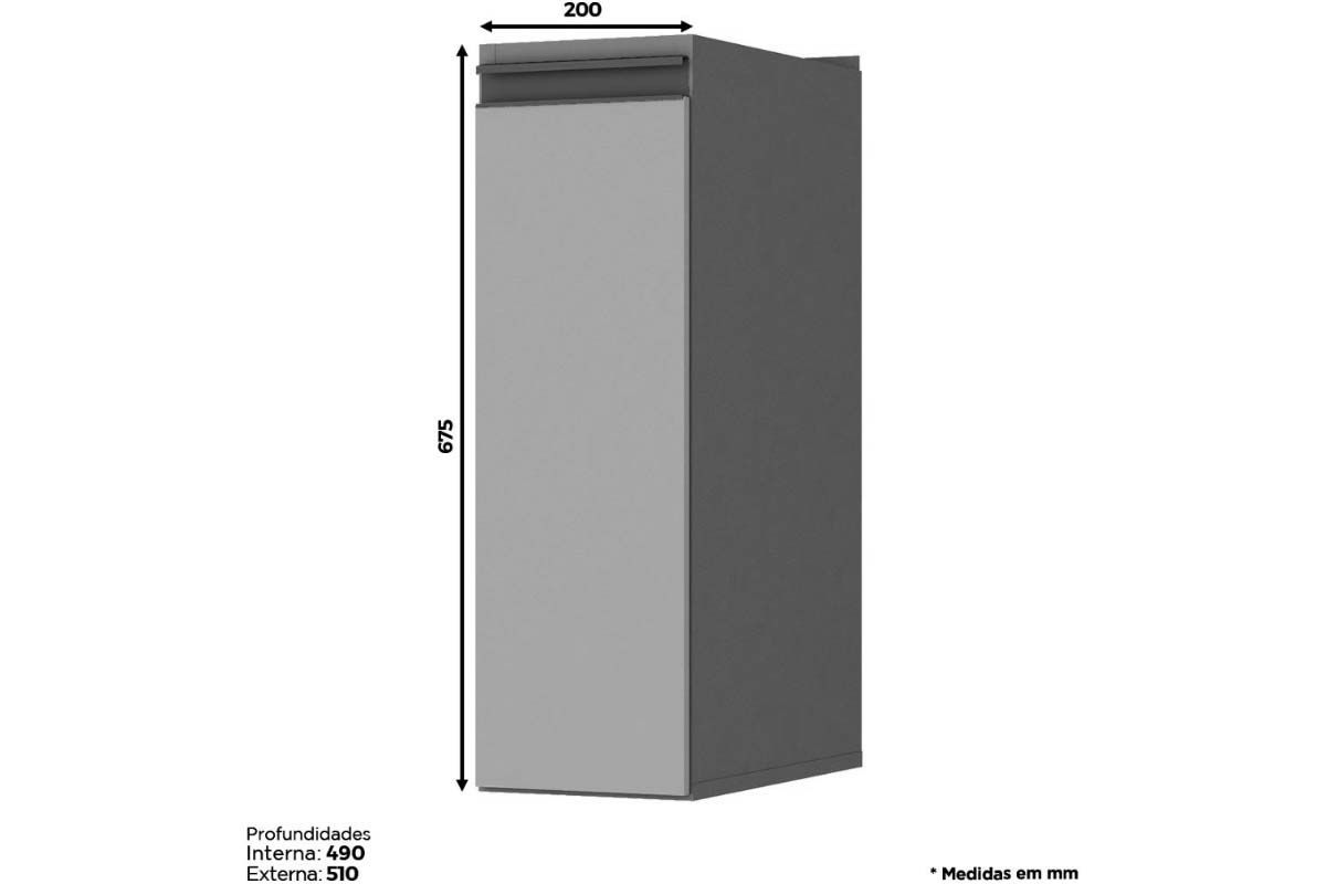 Balcão Cozinha Henn Connect Porta Tempero s/Tampo 20cm