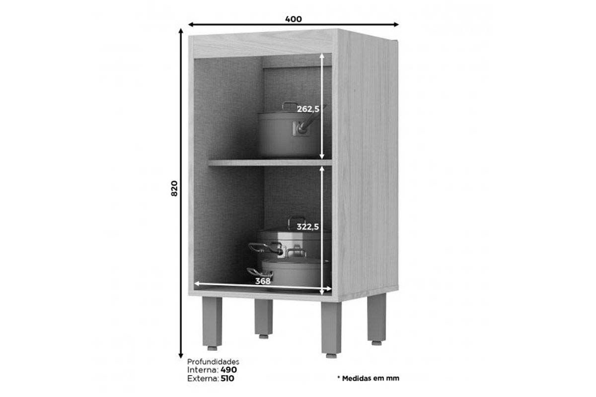 Balcão Cozinha Henn Connect c/1 Porta s/Tampo 40cm Balcão Cozinha Henn Connect c/1 Porta s/Tampo 40cm