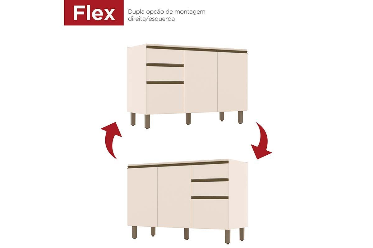 Balcão Cozinha Henn Connect c/3 Portas 2Gavs 120cm Balcão Cozinha Henn Connect c/3 Portas 2Gavs 120cm