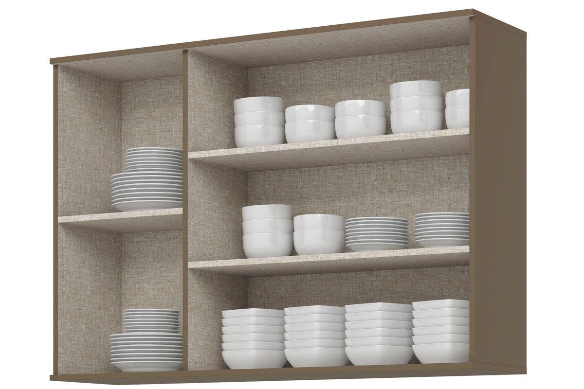 Armário Aéreo Cozinha Henn Connect c/3 Portas c/Vidro 120cm