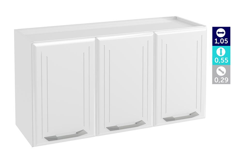 Armário Aéreo Cozinha Telasul Topázio Aço c/3 Portas 105cm Armário Aéreo Cozinha Telasul Topázio Aço c/3 Portas 105cm