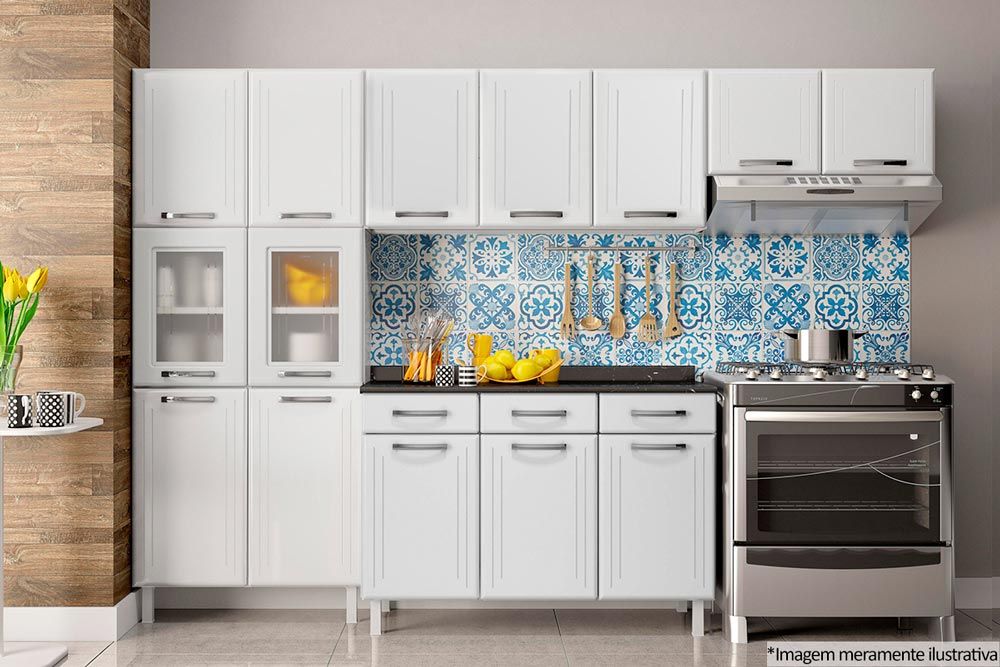 Armário Aéreo Cozinha Telasul Topázio Aço c/3 Portas 105cm Armário Aéreo Cozinha Telasul Topázio Aço c/3 Portas 105cm