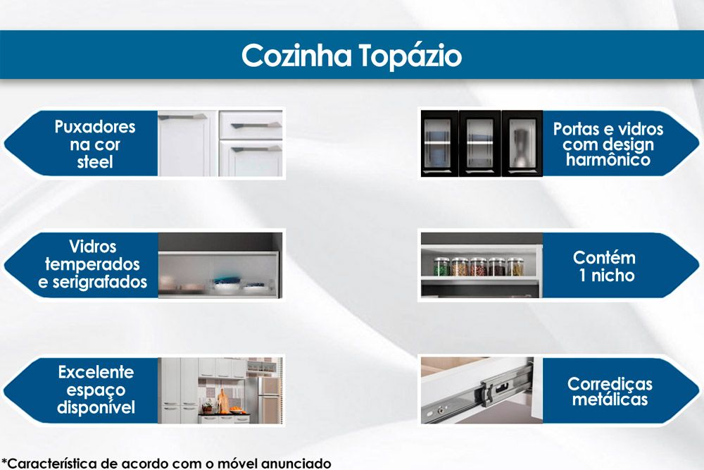 Armário Aéreo Cozinha Telasul Topázio Aço c/3 Portas 105cm Armário Aéreo Cozinha Telasul Topázio Aço c/3 Portas 105cm