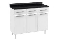Balcão Cozinha Telasul c/Tampo Topázio Aço c/3 Portas e 3 Gavetas 105cm