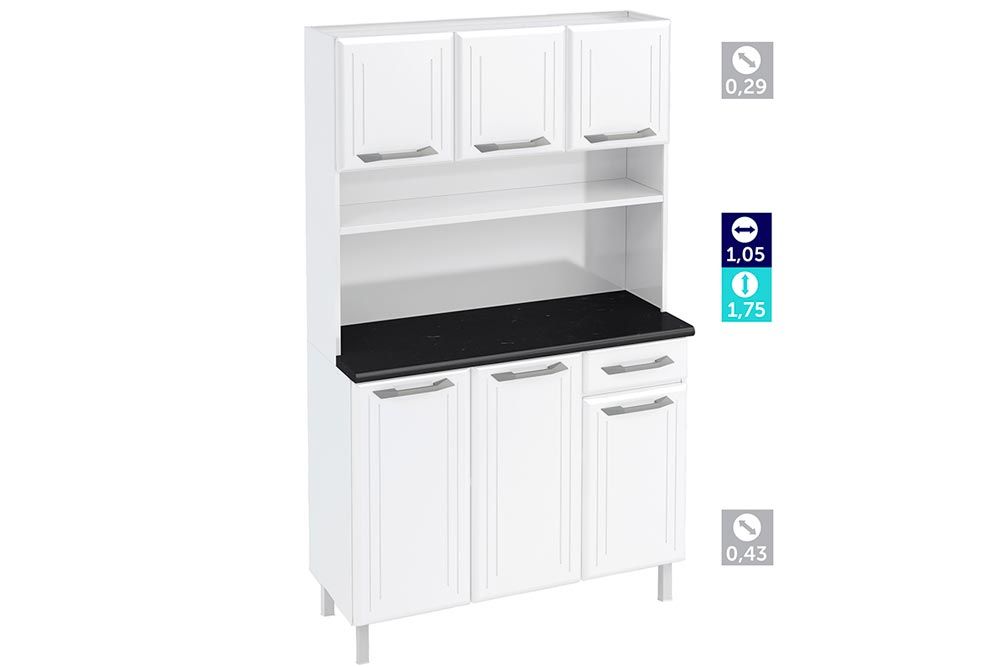 Cozinha Compacta Telasul Kit Topázio Smart Aço c/6 Portas e 1 Gaveta 105cm