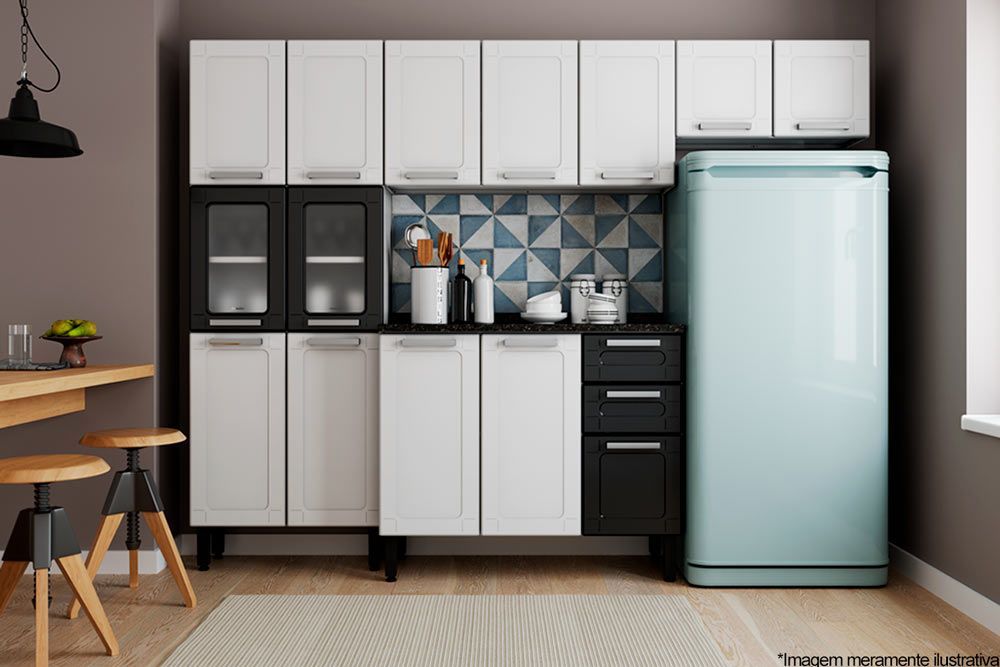 Balcão Cozinha Bertolini c/Tampo Múltipla 6114 c/3 Portas e 2 Gavetas 105cm