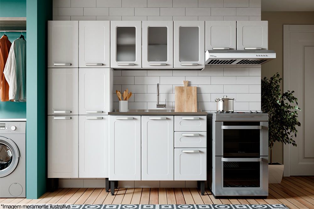 Balcão Cozinha Bertolini c/Pia Múltipla 6015 c/3 Portas 2 Gavetas 105cm