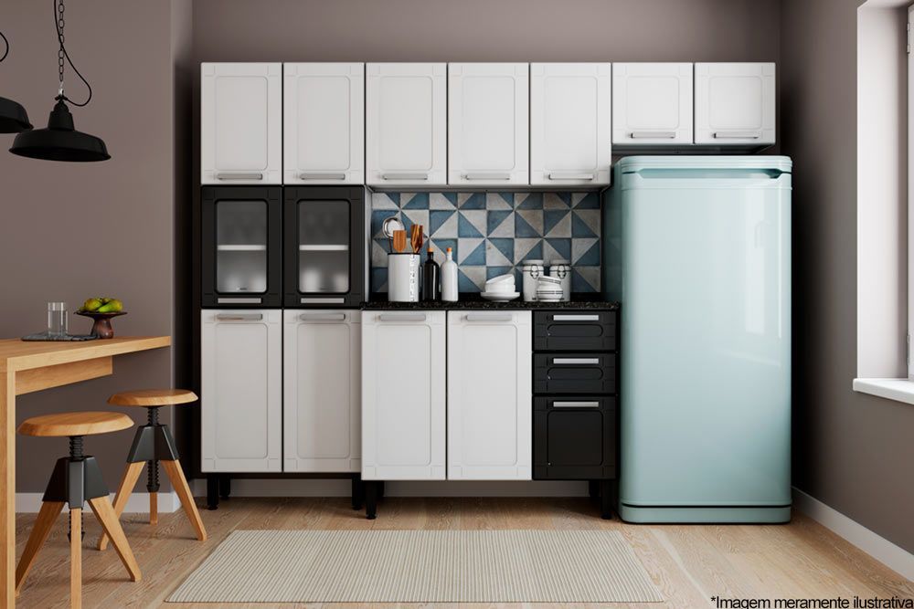 Paneleiro Cozinha Bertolini Múltipla 6037 c/6 Portas c/Vidro 70cm