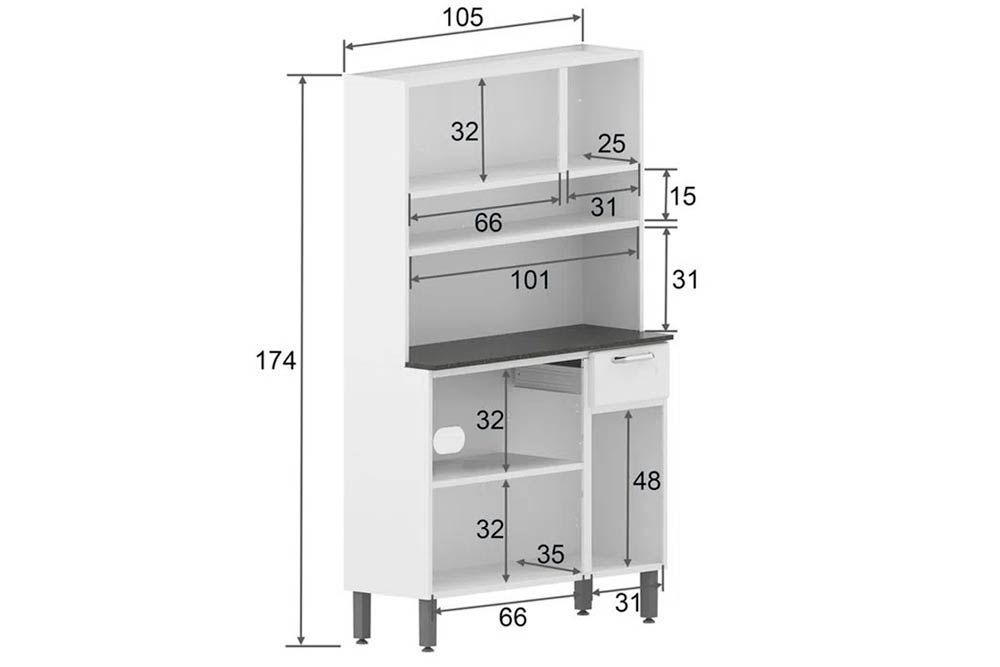 Cozinha Compacta Bertolini Dona Maria c/6 Portas e 1 Gaveta 105cm