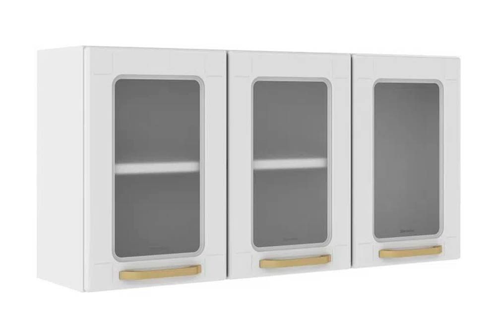 Armário Aéreo Cozinha Bertolini Colors 6010 c/3 Portas c/Vidro 105cmBranco