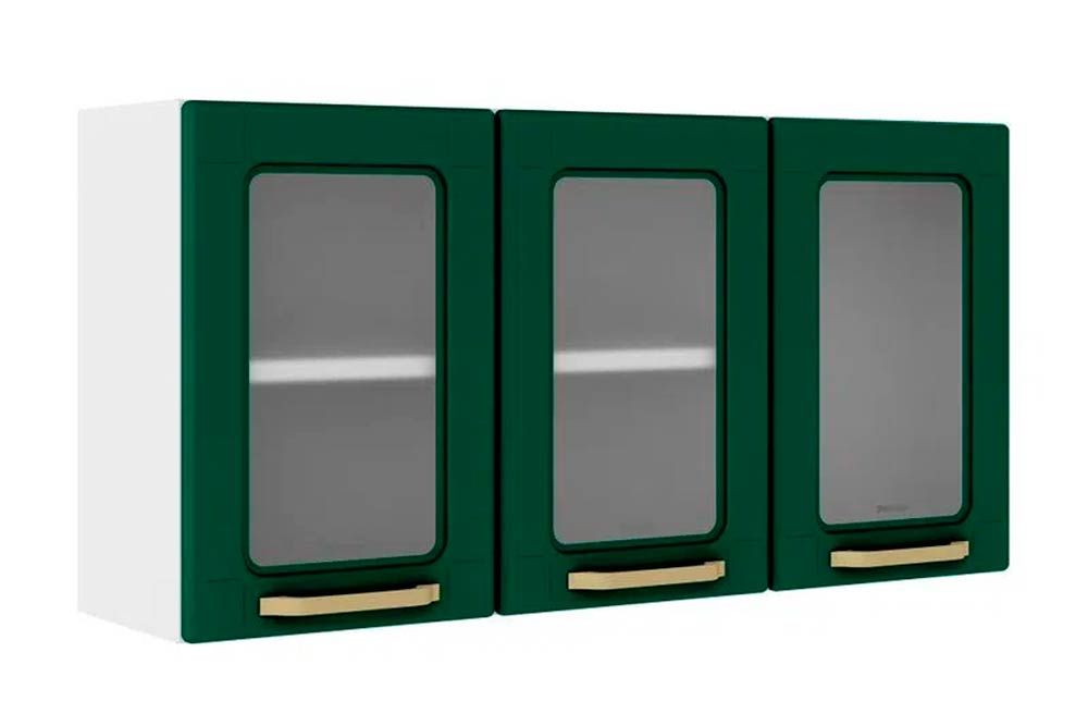 Armário Aéreo Cozinha Bertolini Colors 6010 c/3 Portas c/Vidro 105cm