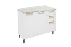 Balcão Cozinha Bertolini c/Tampo Colors 6114 c/3 Portas e 2 Gavetas 105cm