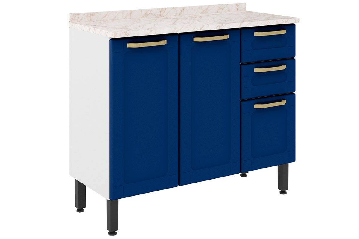 Balcão Cozinha Bertolini c/Tampo Colors 6114 c/3 Portas e 2 Gavetas 105cm