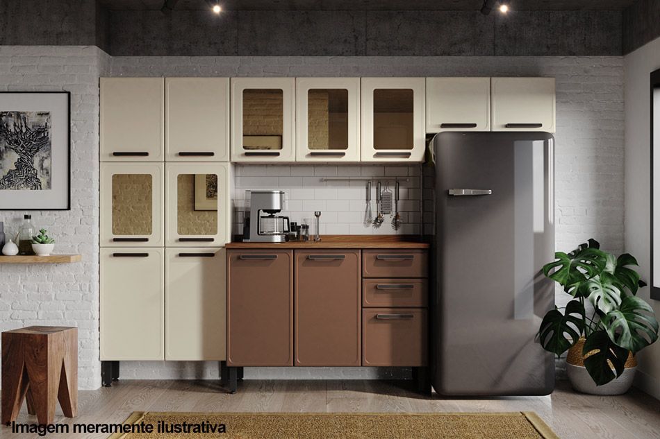 Armário Aéreo Cozinha Bertolini Origens 7009 c/3 Portas c/Vidro 120cm Armário Aéreo Cozinha Bertolini Origens 7009 c/3 Portas c/Vidro 120cm