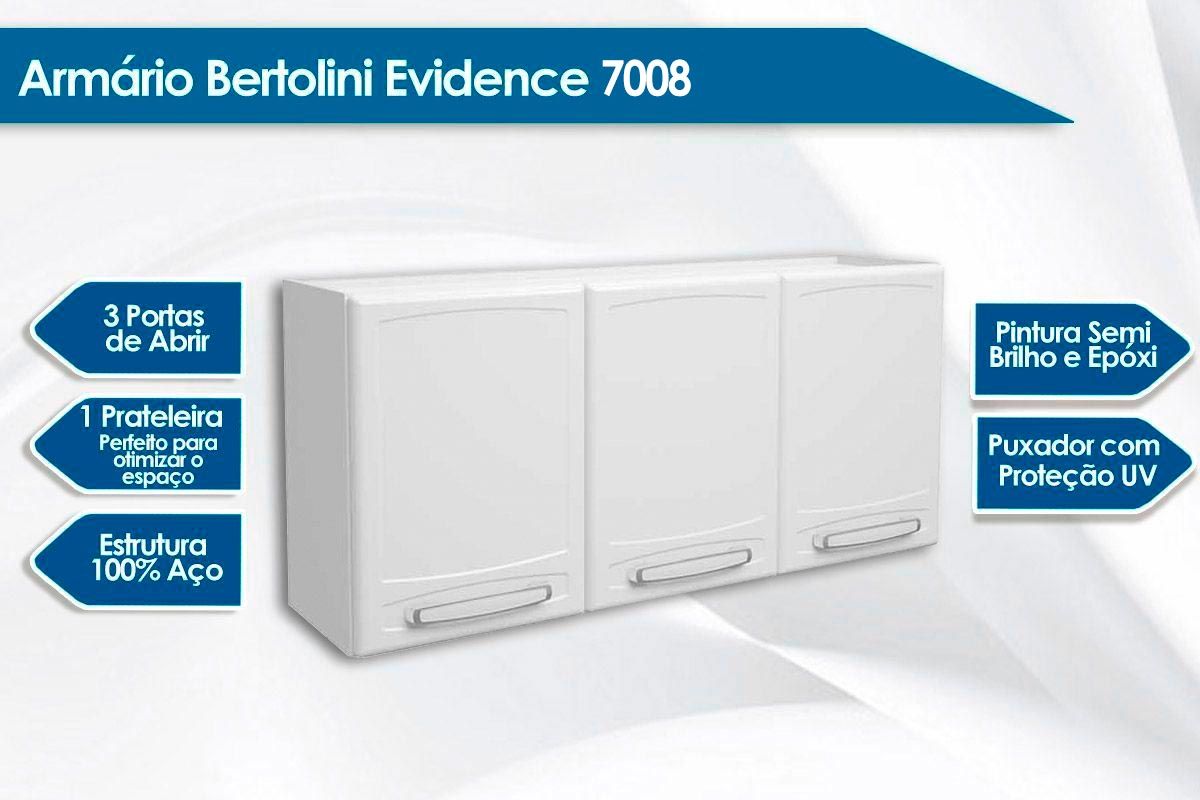 Armário Aéreo Cozinha Bertolini Evidence 7008 c/3 Portas 120cm Armário Aéreo Cozinha Bertolini Evidence 7008 c/3 Portas 120cm