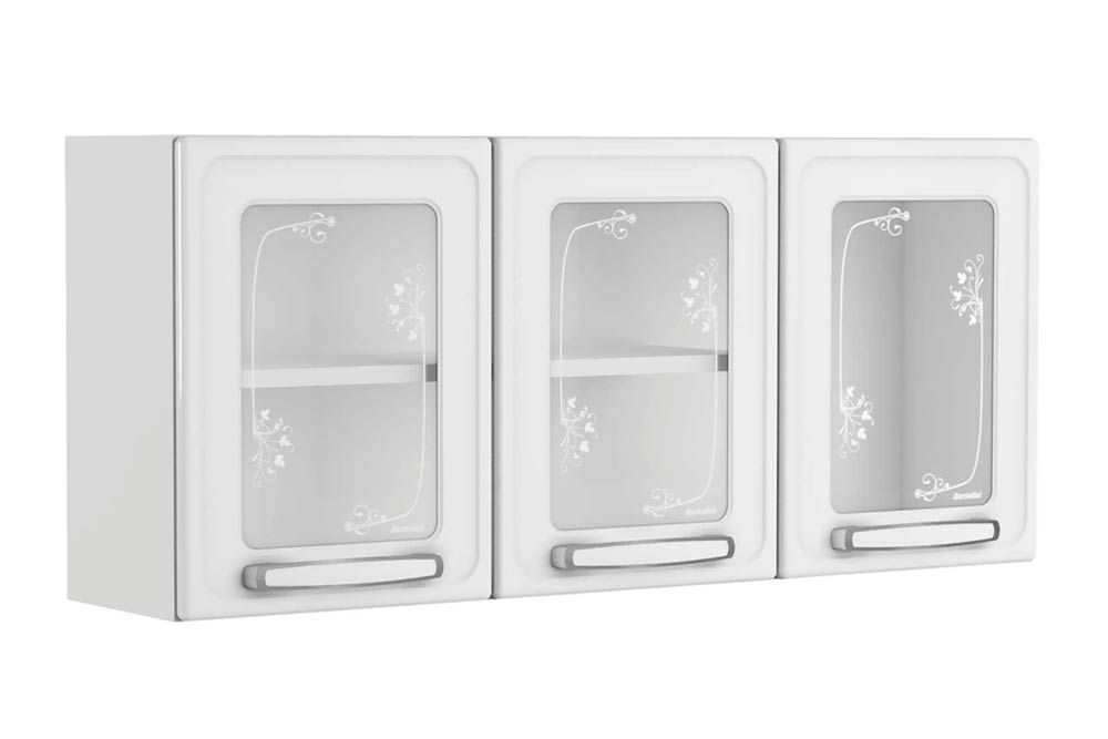 Armário Aéreo Cozinha Bertolini Evidence 7009 c/3 Portas c/Vidro 120cmBranco Armário Aéreo Cozinha Bertolini Evidence 7009 c/3 Portas c/Vidro 120cmBranco
