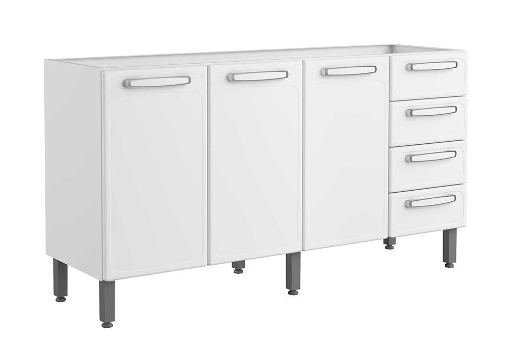 Balcão Cozinha Bertolini Evidence 7028 c/3 Portas e 4 Gavetas s/ Tampo 160cmBranco
