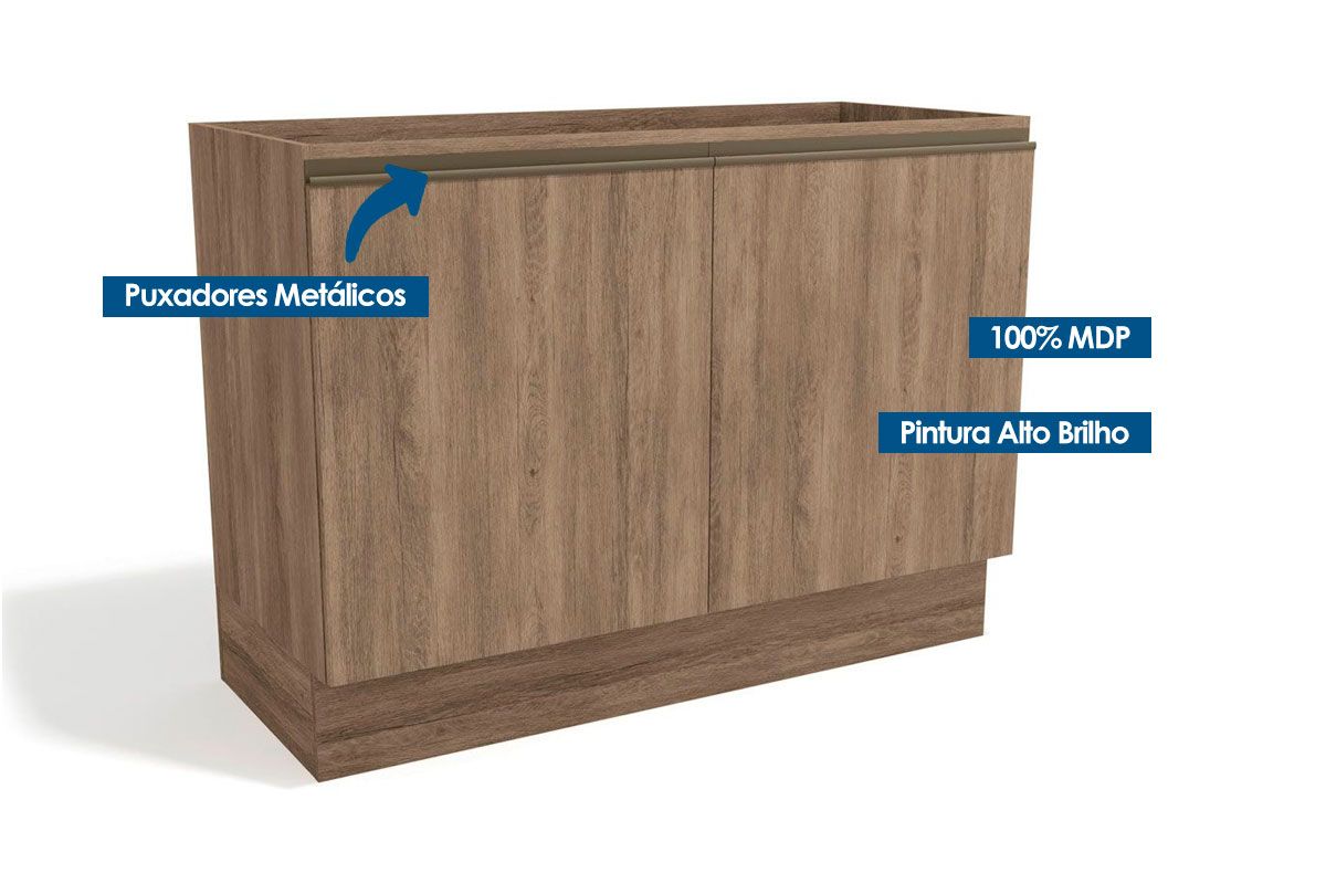 Balcão Cozinha Kappesberg Maxxi G745 c/2 Portas s/Tampo 120cm