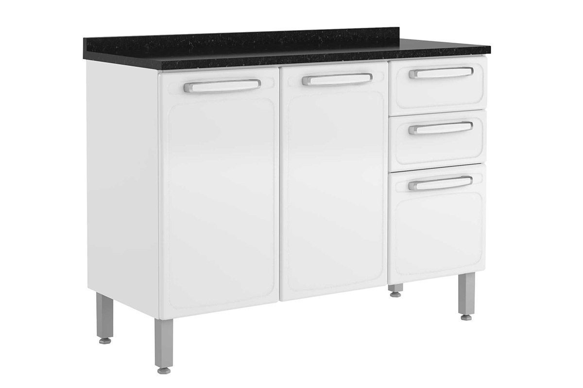 Balcão Cozinha Bertolini c/Tampo Evidence 7124 c/3 Portas e 2 Gavetas 120cm