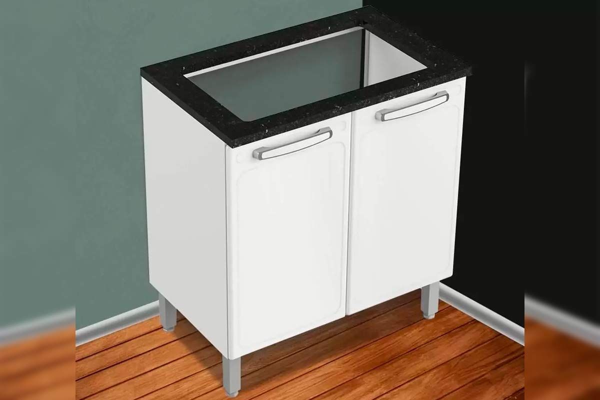 Balcão Cozinha Bertolini p/ Cooktop c/Tampo Evidence 7174 c/2 Portas 80cm