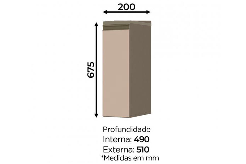 Balcão Cozinha Henn c/Tampo Connect Porta Condimentos 20cm
