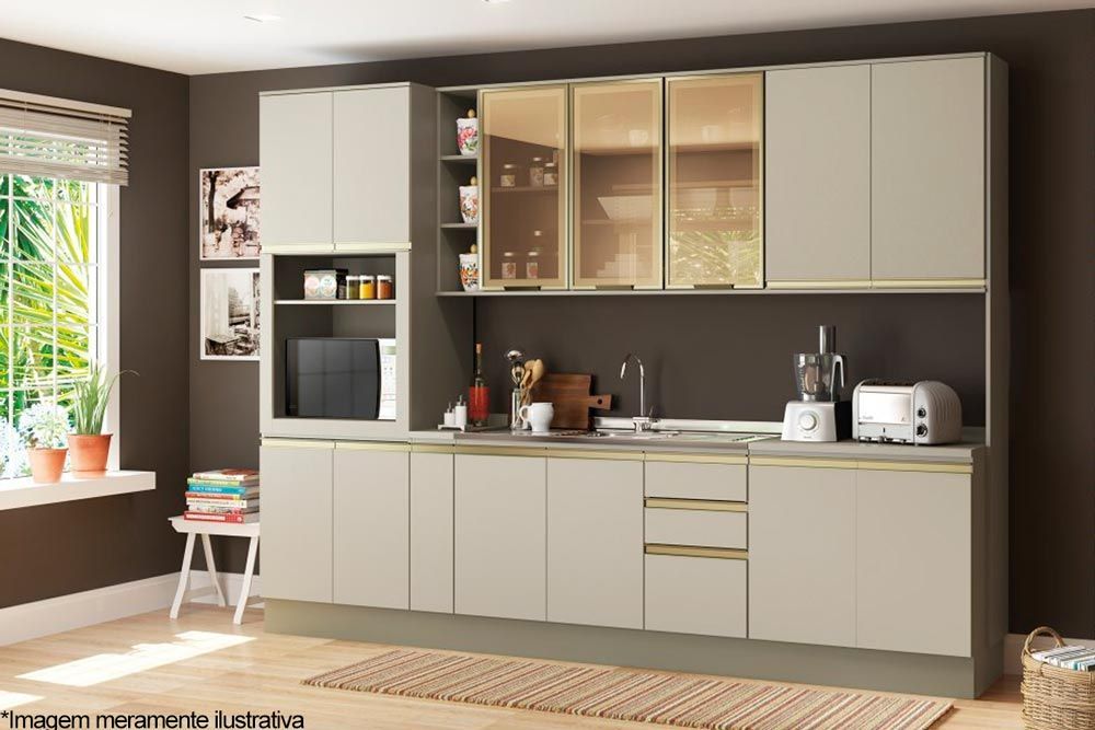 Balcão Cozinha Henn c/Tampo Connect Porta Condimentos 20cm